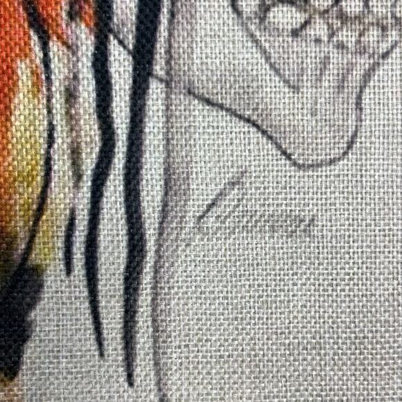 Watercolor Skull With Indian Headdress Textured 16x16 Wrapped Frame Native - Picture 3 of 7